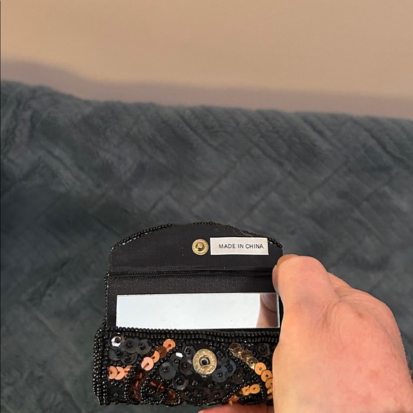 Sequin Mini Clutch and Lipstick Purse Set - Black/Gold and Copper - Picture 6 of 6